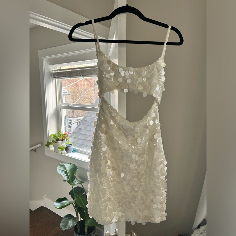 Meshki Xanthe white sequin dress